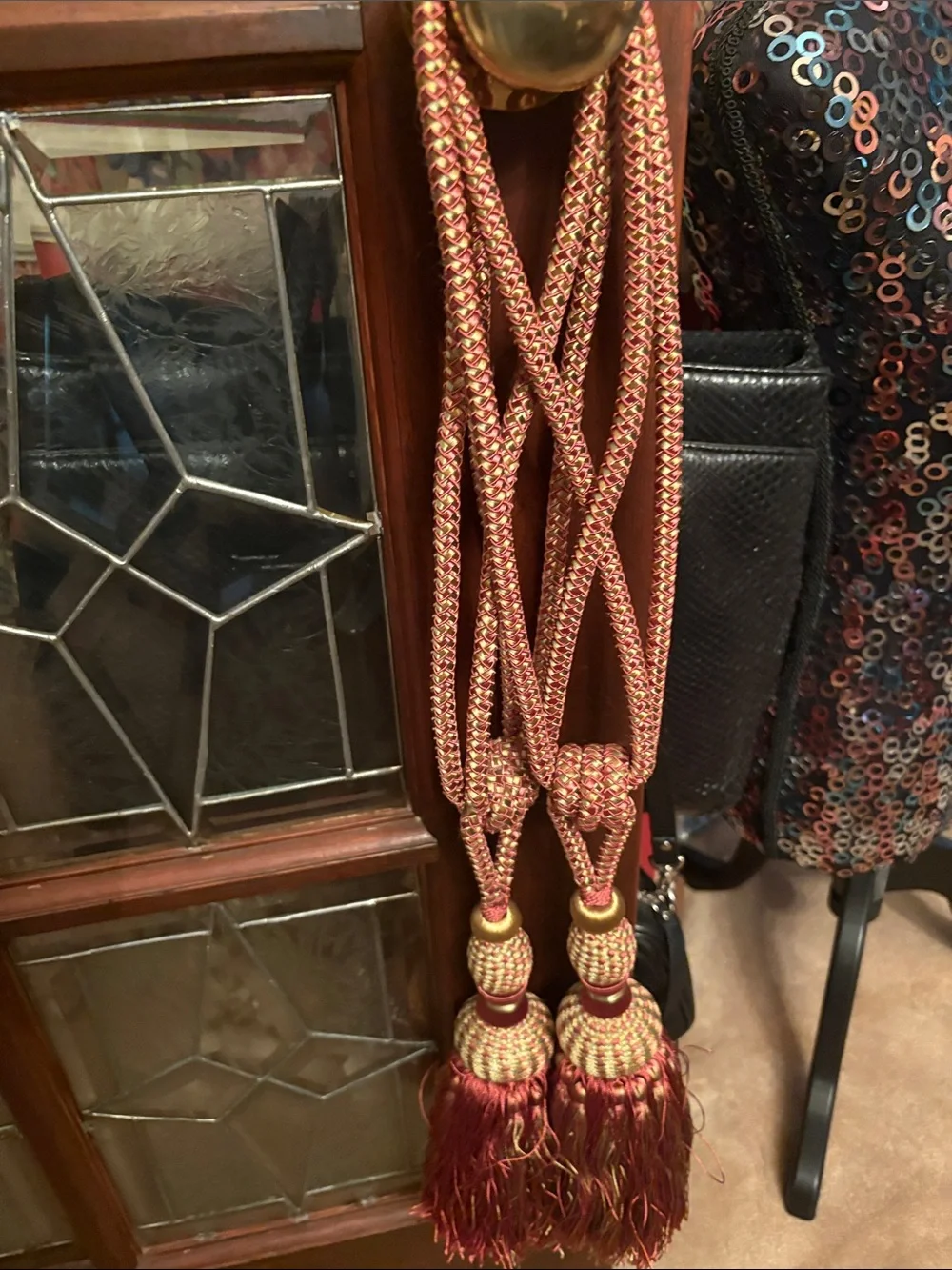 Decorative Pink and Gold Tassel Drape Tiebacks